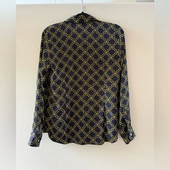 Michael Kors Black and Gold Chain Pattern Blouse - Picture 5 of 6